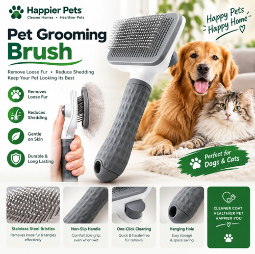 Self cleaning slicker brush - slicker,