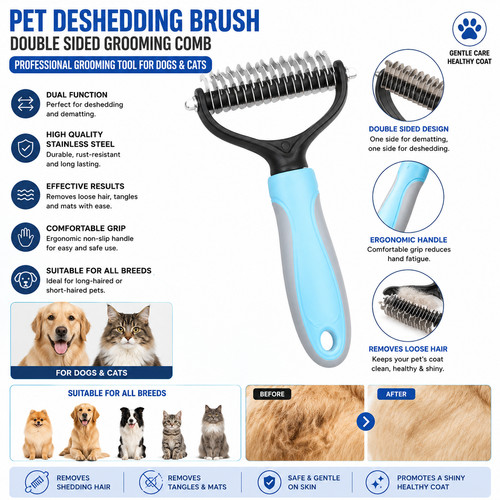 Pet deshedding brush double - pet,